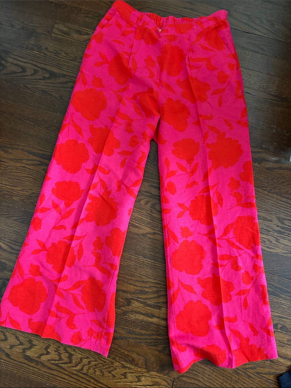 Classic Rose Floral Wide-Leg Pants